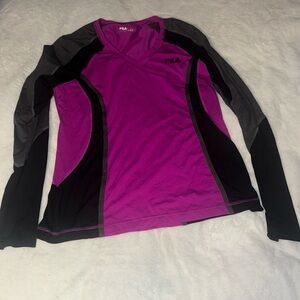 Fila sport large, long sleeve, purple, black gray running